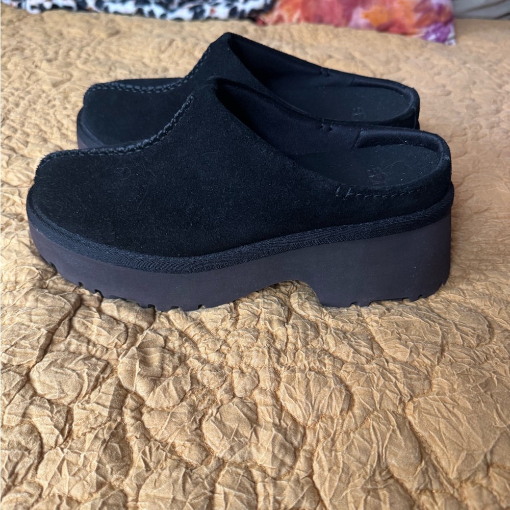 UGG Midnight Black Suede Clogs